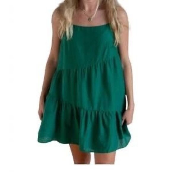 Velvet by Graham & Spencer by Anthropoplogie Suzie Cotton & Silk Green Dress - Picture 1 of 12